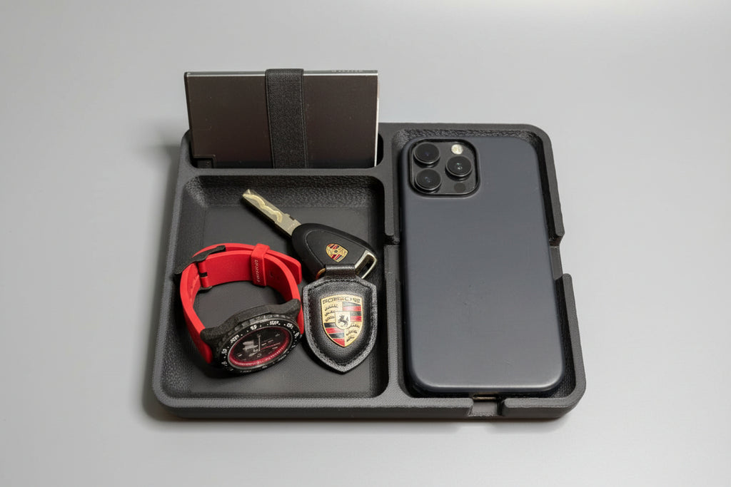 Nightstand Organizer with Phone Charging Slot | Desk Valet Tray | Wallet Keys Holder | Minimalist EDC Organizer | Bedside Dock